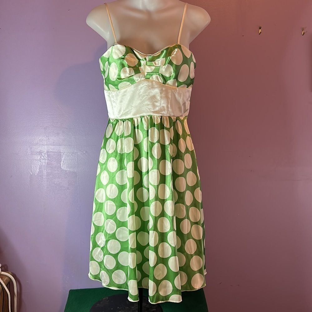IN San Francisco Dress Size 7 – Green Polka Dot – Semi-Formal Cocktail Style
